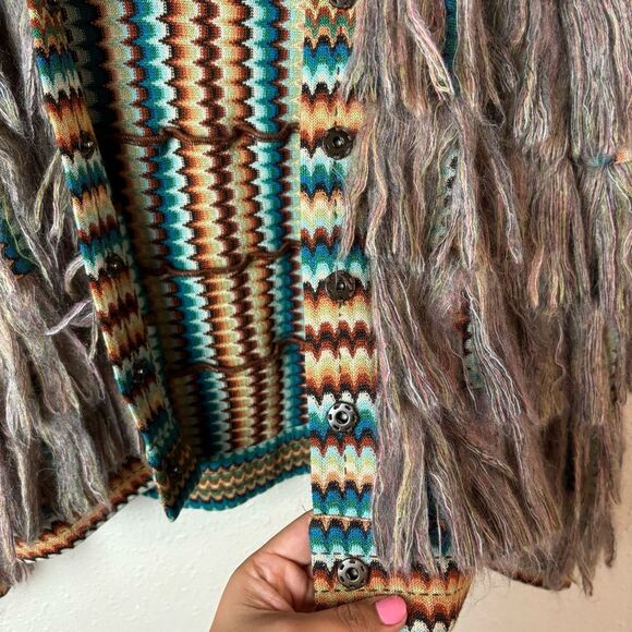 Missoni Multicolor Chevron Fringed Jacket Size 42 / Medium - Picture 9 of 15